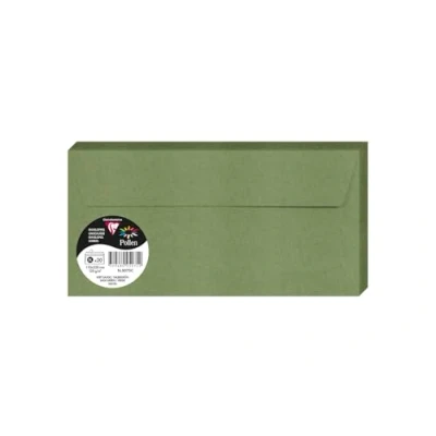 Afbeelding van Clairefontaine 5075C, een verpakking met 20 zelfklevende enveloppen, formaat DL, 11 x 22 cm, 120 g/m², kleur: saliegroen, uitnodiging voor evenementen en overeenkomst, Pollen serie, glad papier van