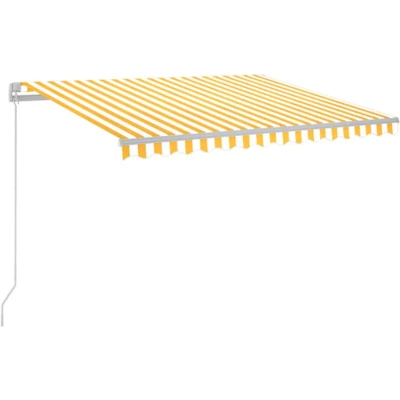 Afbeelding van vidaXL Luifel handmatig uittrekbaar met LED 300x250 cm geel en wit