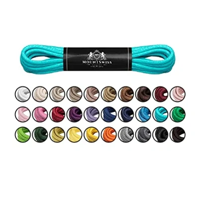 Afbeelding van Mount Swiss© Luxury veters, gewaxt, rond, voor leren schoenen, Ø 2 3 mm, lengtes 45 120 cm, turquoise, 60 cm / mm