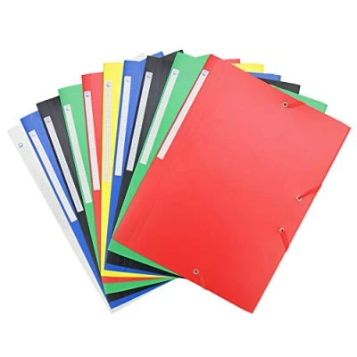Afbeelding van Waytex Set van 10 elastische mappen met 3 kleppen Polypro 4,5/10e Soft A4 verschillende kleuren