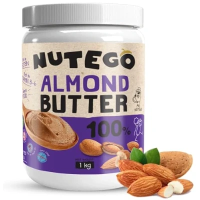 Image de Nutego 100% Beurre d&#039;Amande Crémeux 1 KG Farine Pure Sans Additifs, Sel, Sucre, Huile de Palme Végan, Lactose, OGM