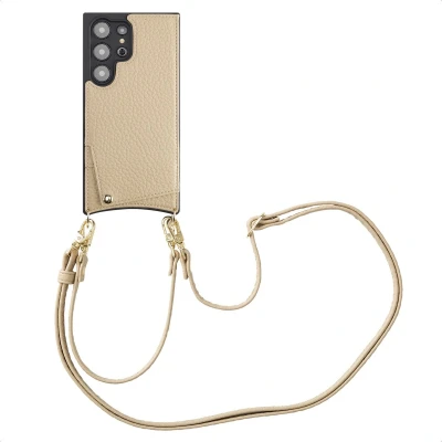 Afbeelding van Selencia Hoesje Geschikt voor Samsung Galaxy S24 Ultra met Pasjeshouder Nova Backcover koord en pashouder Beige