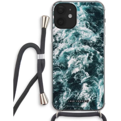 Afbeelding van Case Company® hoesje met Koord geschikt voor iPhone 12 Zee golf Telefoonhoesje Zwart Extra Bescherming aan alle Kanten en Over de Schermrand