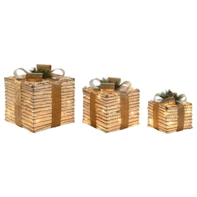 Afbeelding van Kerstversiering DKD Home Decor Wit Gouden Natuurlijk 25 x cm (3 Onderdelen)