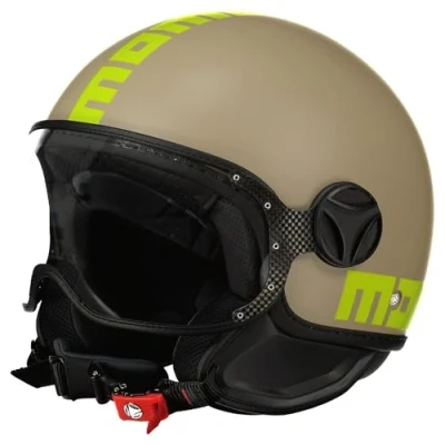 Afbeelding van MOMODESIGN FGTR CLASSIC E2206 Jethelm, open helm voor motorfiets en scooter, dames heren, mat zand/citroen, maat S