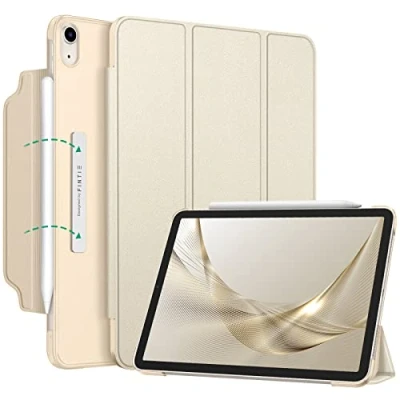 Afbeelding van FINTIE Beschermhoes voor iPad Air 5e generatie 2022 / 4 2020 10,9 inch [magnetische klep en opladen van het potlood] doorschijnende matte hoes dun licht, champagnegoud