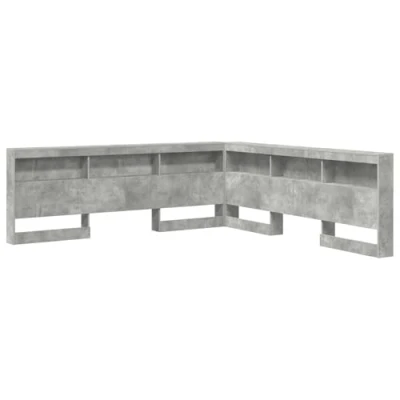 Afbeelding van vidaXL Opberghoofdbord met plank hoofdeinde opslag Betongrijs 200 cm Bewerkt hout