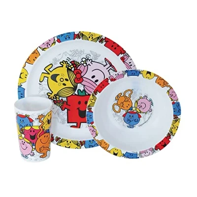 Afbeelding van FUN HOUSE 005185 Monsieur Madame Lunchset voor kinderen, polypropyleen, meerkleurig, 26,5 x 7 25 cm, 3 delig