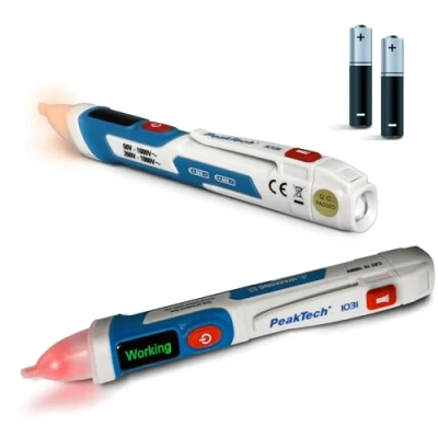 Afbeelding van PeakTech 1031 contactloze AC spanningstester met LED signaallamp en trillingen, werkbereik 50 1000 V AC, spanningstester, stroomtester, pin multimeter