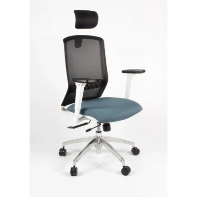 Afbeelding van Linea Fabbrica Tekna White 01/Pt Zwart/Antraciet Bureaustoel Met 3D Armleuning + Hoofdsteun