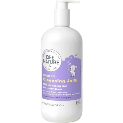 Afbeelding van Bee Nature Zachte babygel 2 in 1 hydraterend en zonder tranen verlicht eczeem veilige steriele medische honing biologisch gecertificeerd YUKA 100/100 99% natuurlijk 500 ml