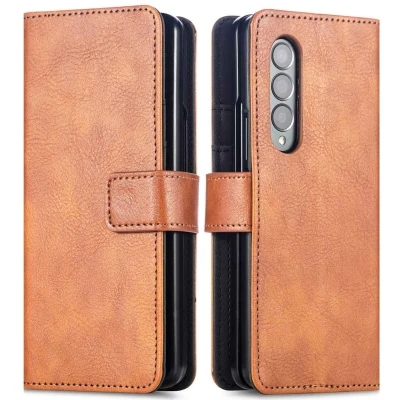Afbeelding van iMoshion Hoesje Geschikt voor Samsung Galaxy Z Fold 4 Met Pasjeshouder Luxe Bookcase Bruin