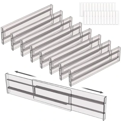 Afbeelding van ZHHGOO Ladeverdeler, verstelbaar, uittrekbaar van 27,5 tot 52 cm, verstelbare lade organizer voor gebruiksvoorwerpen, keuken, wastafel, badkamer, make up