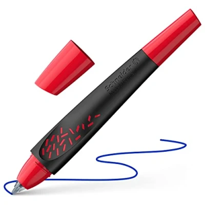 Afbeelding van Schneider Breeze 18882 rollerball van gerecycled kunststof, bekroond met de blauwe engel, schrijfkleur: koningsblauw, uitwisbaar, zwart/rood