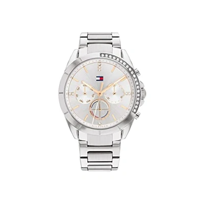 Afbeelding van Tommy Hilfiger Kennedy Chronograaf silvercoloured/white, Dames, Maat: One Size, Silver coloured/white