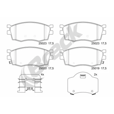 Afbeelding van BRECK 25019 00 702 Remblokkenset Met akoestische slijtagewaarschuwing toebehoren HYUNDAI: i20 I Hatchback