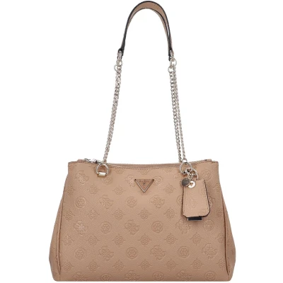 Afbeelding van Guess Cresidia Status Satchel Handtas, Dames, Maat: One Size, Beige
