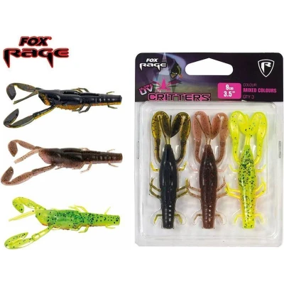 Afbeelding van Fox Rage Critters UV Mixed Colour Packs 3pcs Colours 7cm Dropshot