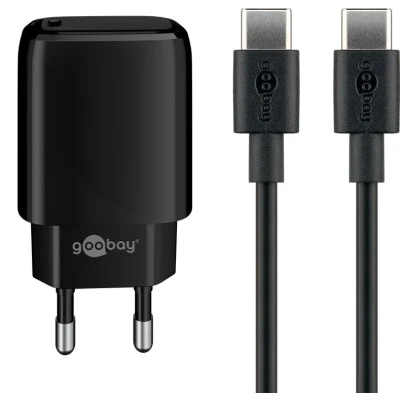 Afbeelding van Goobay USB C PD oplaadset 20W voeding inclusief kabel 1m (zwart)