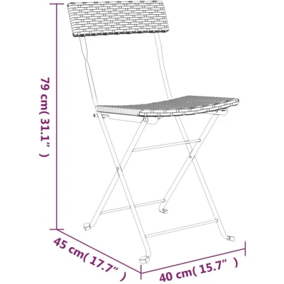Afbeelding van 3 delige Bistroset inklapbaar poly rattan bruin