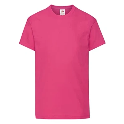 Afbeelding van Fruit of the Loom Valueweight T shirt met korte mouwen, uniseks, kinderen, 1 stuk, Fuchsia roze