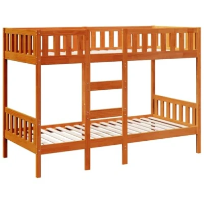 Image de vidaXL Lit superposé cire marron 75x190 cm bois de pin massif