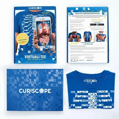 Afbeelding van Curiscope Augmented Reality Virtuali Tee t shirt Neem een kijkje in het menselijk lichaam Jeugd L (9 11 jaar)