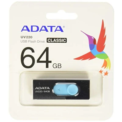 Afbeelding van ADATA UV220 USB stick 64 GB Type A 2.0 Zwart, Blauw