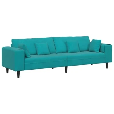 Afbeelding van vidaXL Velvet Sofa met kussen Turquoise Fluweel