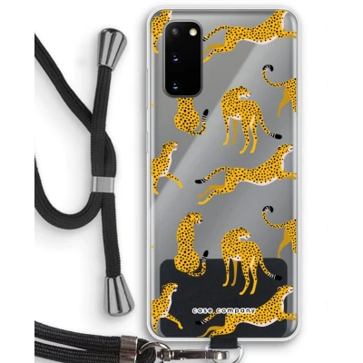 Afbeelding van Case Company® hoesje met Koord geschikt voor Samsung Galaxy S20 Luipaard Telefoonhoesje Zwart Bescherming aan alle Kanten en Over de Schermrand