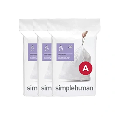 Afbeelding van simplehuman CW0250 Code A vuilniszakken, precies passend, 3 x 30 stuks (90 zakken), kunststof wit