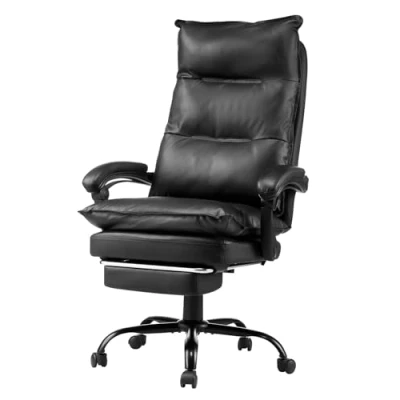 Image de VEVOR Chaise de Bureau à Dossier Haut avec Repose pieds et Coussin Lombaire Noir