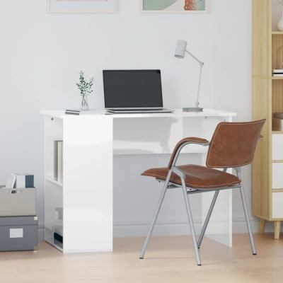 Afbeelding van Bureau 100x55x75 cm bewerkt hout hoogglans wit