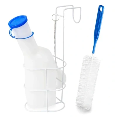 Image de Urinal pour homme avec support et brosse de nettoyage, ARNOMED 1000ml, PP anti fuite, support, couvercle &amp; brosse, Toilette mobile