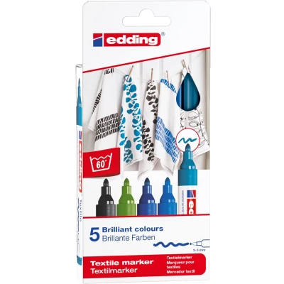 Afbeelding van Viltstift edding 4500 textiel rond 2 3mm koel assorti blister a1 5 stuks