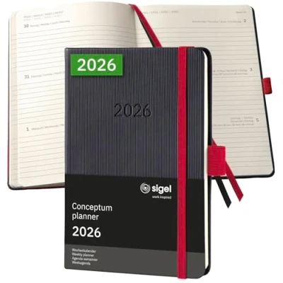 Afbeelding van SIGEL C2609 Wochenkalender Conceptum 2026, ca. A6, , schwarz, rot: Agenda Conceptum, Classic, Hardcover
