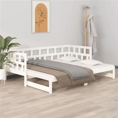 Afbeelding van Slaapbank Uitschuifbaar Massief Grenenhout 2X(90X200) cm 90 x 200 / Wit