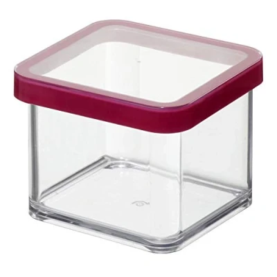 Afbeelding van Rotho Loft Opbergdoos, vierkant, 0,5 l, met deksel en verzegeld, kunststof (PP), BPA vrij, transparant/rood, l (10,0 x 10,0 7,2 cm)
