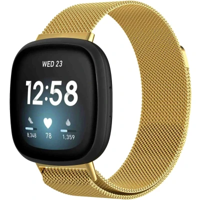 Afbeelding van iMoshion Bandje Geschikt voor Fitbit Versa 3 Maat M Milanees magnetische band goud