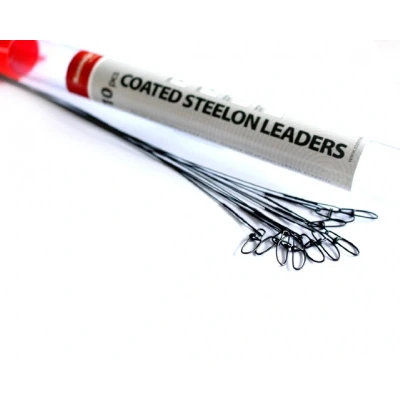 Afbeelding van Rozemeijer Coated Steelon Leaders 30cm Crosslock Size 12 Swivel 7 (10 pcs) Maat : 20lb