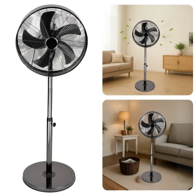 Afbeelding van Cheqo Ventilator Staand Statiefventilator Zilver Staande 40 cm In Hoogte Verstelbaar Oscillerend