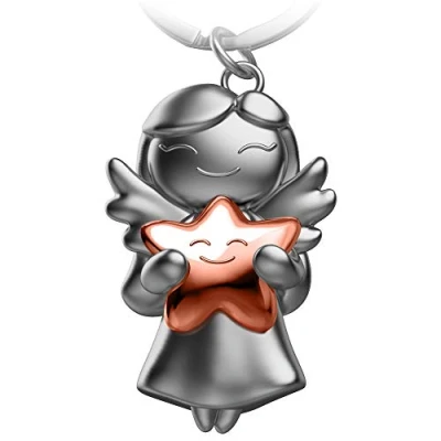 Afbeelding van FABACH Sleutelhanger beschermengel ster kerstengel metalen kerstgeluksbrenger hanger schattige engel met als cadeau voor vriendin goud, Rozengoud., Kerst