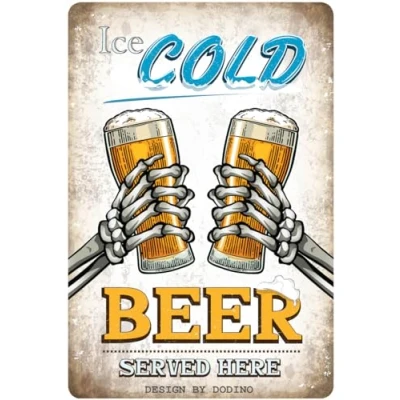 Afbeelding van Wandbord Cafe Pub Bar Lounge Horeca Man Cave Garage Ice Cold Beer Served Here