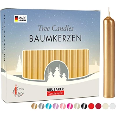 Afbeelding van BRUBAKER 100 Stuks Boomkaarsen Was Kerstmis Kaarsen Piramide Kerstboom Goud