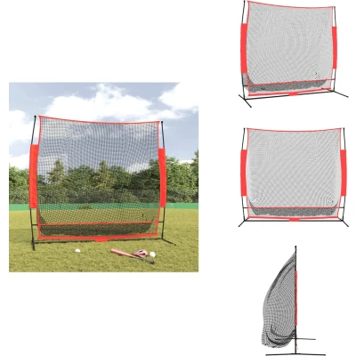 Afbeelding van Honkbalnet Draagbaar 215X107X216 Cm Polyester Zwart En Rood