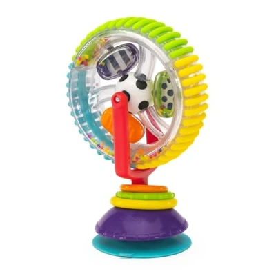 Afbeelding van Sassy Kinderstoel Speeltje Baby en Peuter met zuignap Draaiend wiel kleurrijke kralen Wonder Wheel