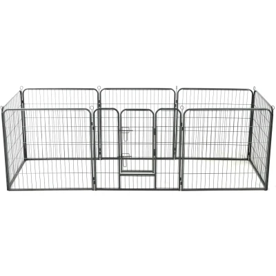 Afbeelding van vidaXL Hondenren met 8 panelen 80x80 cm staal zwart