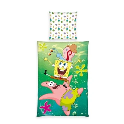 Afbeelding van Herding Spongebob beddengoed kussensloop 80 x cm omkeerbaar patroon dekbedovertrek 135 200 met ritssluiting 100% katoen renforcé