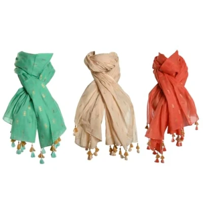Afbeelding van Doek Home ESPRIT Groen Beige Koraal (3 Stuks)
