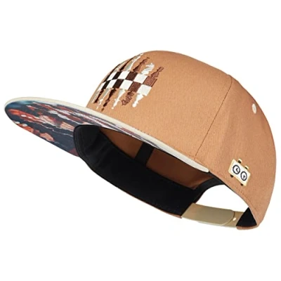 Afbeelding van Cadency® Snapback Uniseks Schaakpet, verstelbare maat, bruin, eenheidsmaat, Bruin